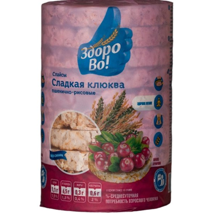 Хлебцы пшенично-рисовые Здорово Сладкая Клюква 100 г
