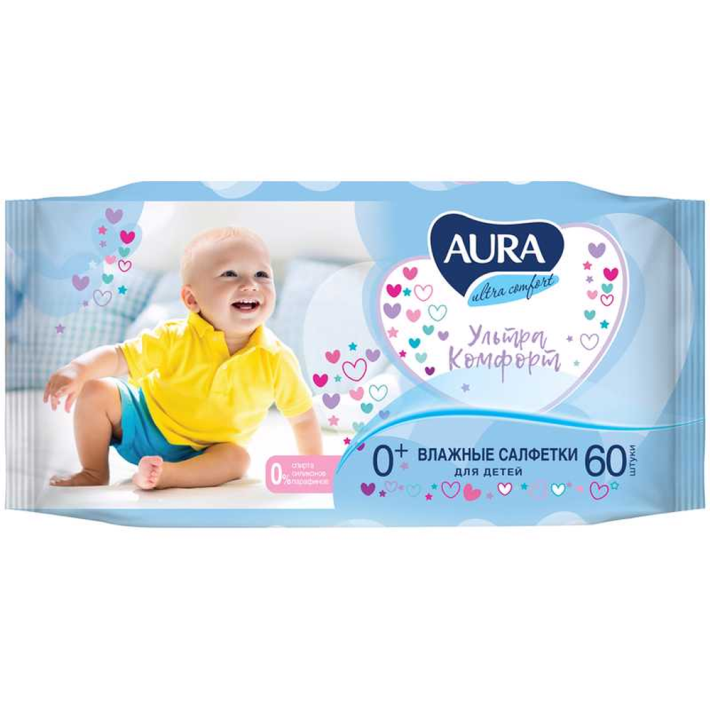 Влажные салфетки Aura для детей ultra comfort 60 шт