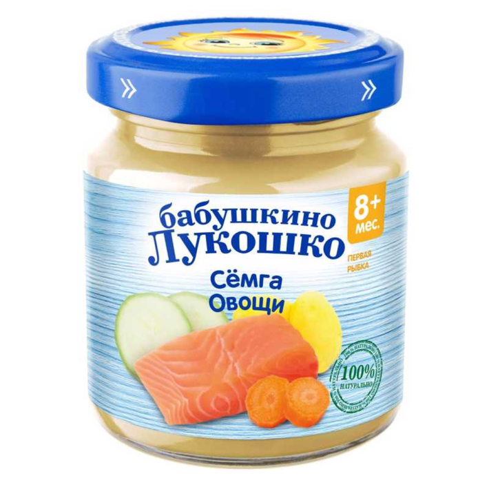 Пюре Бабушкино Лукошко Семга Овощи пюре с 8 месяцев, 100 г