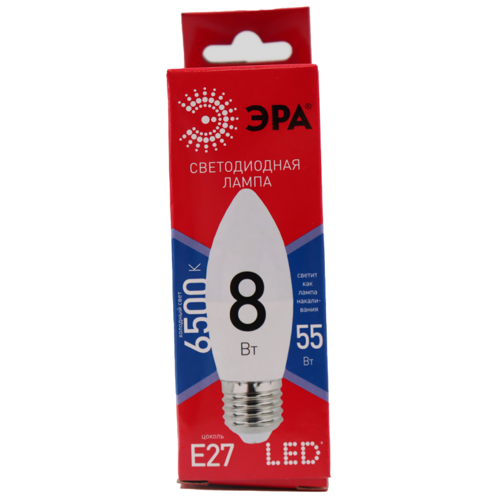 ЛАМПЫ СВЕТОДИОДНЫЕ ЭКО LED B35-8W-865-E27 R ЭРА (ДИОД, СВЕЧА, 8ВТ, ХОЛ, E27)