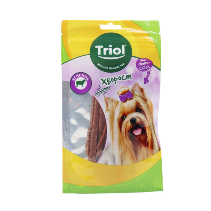ЛАКОМСТВО ДЛЯ МИНИ СОБАК ХВОРОСТ ИЗ ЯГНЕНКА 50Г TRIOL