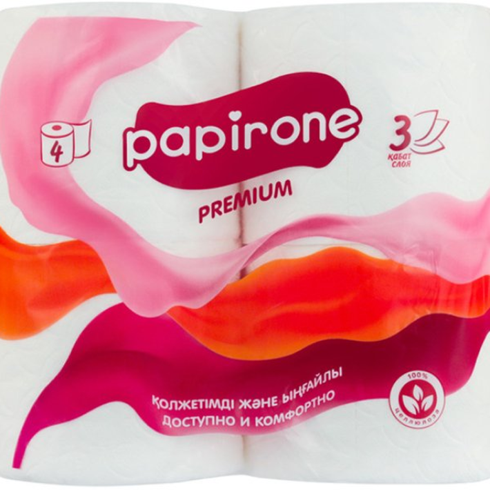 Бумага туалетная papirone 3 слоя 4 шт