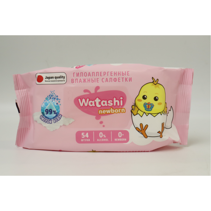 САЛФЕТКИ ВЛАЖНЫЕ WATASHI Д/ДЕТЕЙ 0+ BIG-PACK 54ШТ