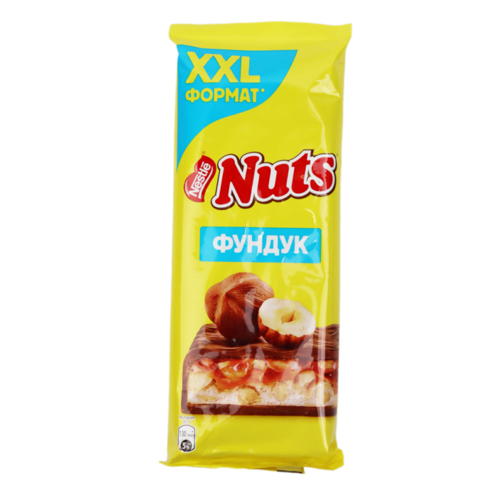 ПЛИТОЧНЫЙ ШОКОЛАД NUTS С ФУНДУКОМ 180ГР