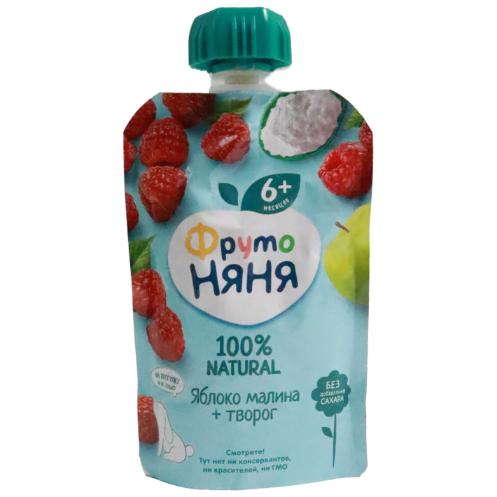 Пюре Фруто няня яблоко,малина и творог 90 г