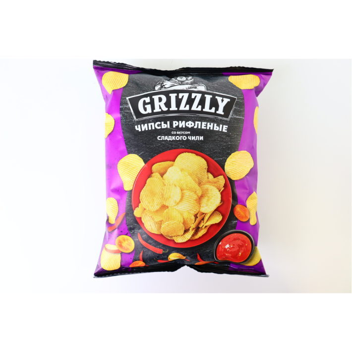 ЧИПСЫ РИФЛЕНЫЕ GRIZZLY ВКУС СЛАД ЧИЛИ 55ГР