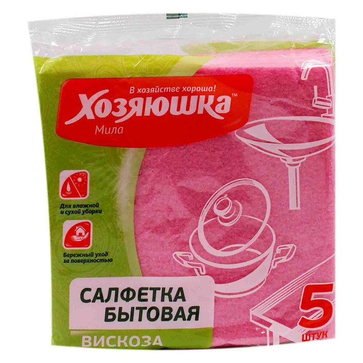 Салфетка бытовая Хозяюшка Мила вискоза 35*35 см 5 шт