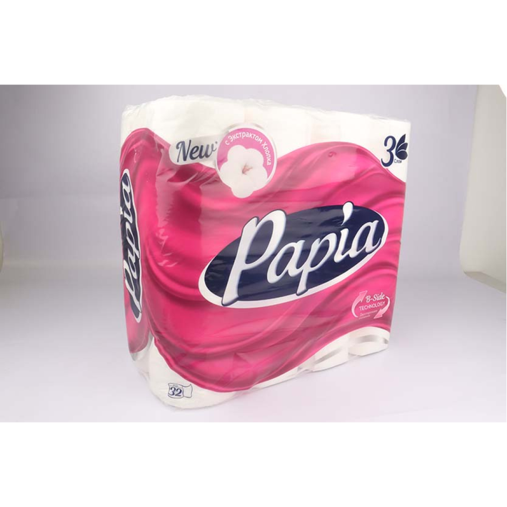 Бумага туалетная Papia white 3х слойная 32 рулона