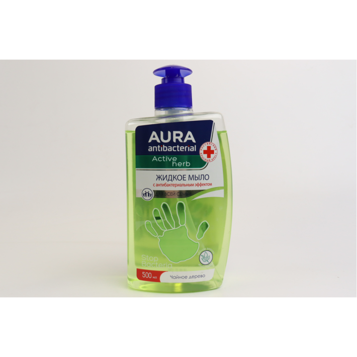 МЫЛО ЖИД. AURA ACTIVE HERB АНТИБАК.ЭФФЕКТ ЧАЙНОЕ ДЕРЕВО 500МЛ