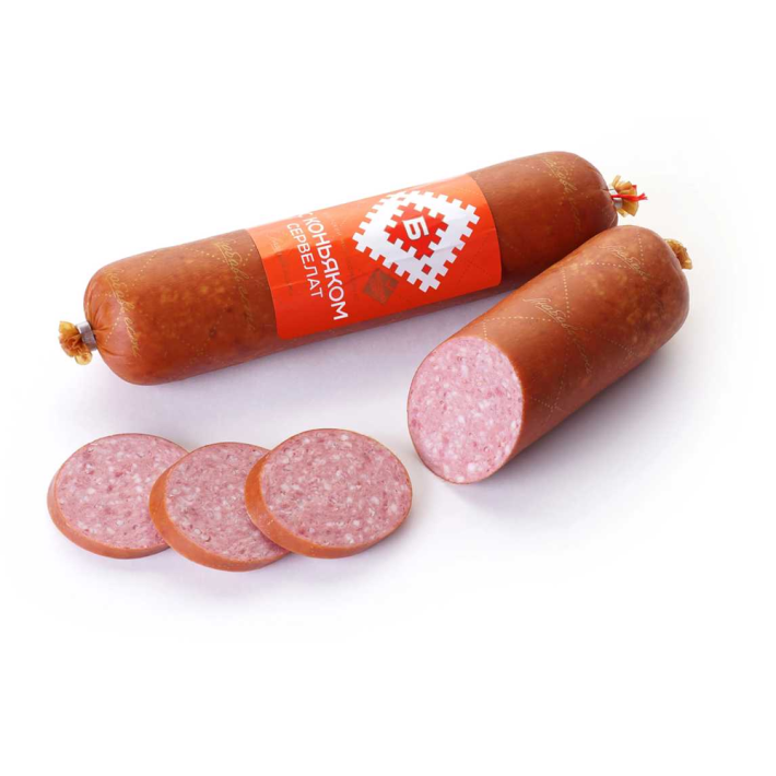 КОЛБАСА БРЕСТСКАЯ СЕРВЕЛАТ С КОНЬЯКОМ САЛЯМИ В/К В/С 370ГР