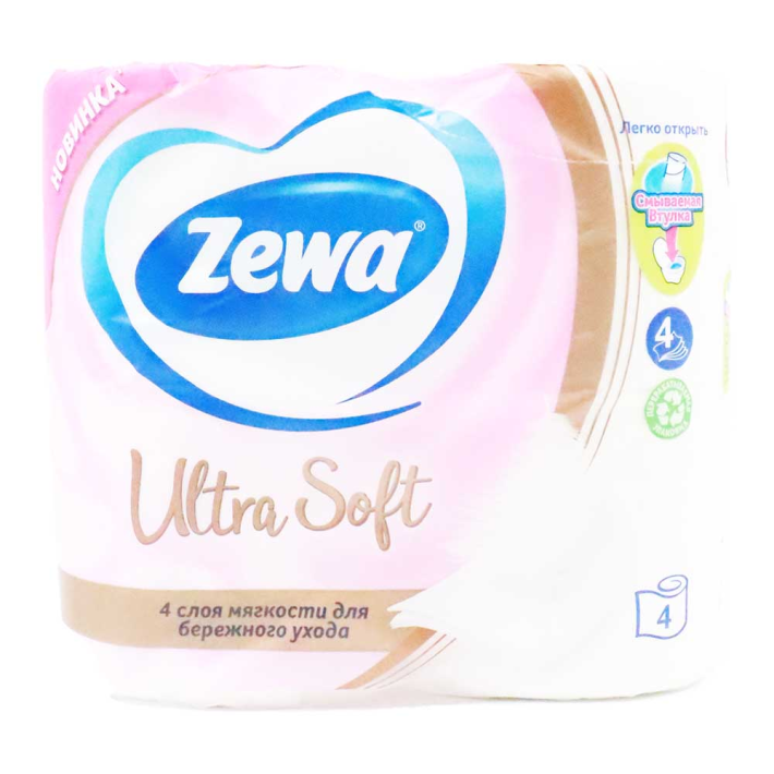 БУМАГА ТУАЛЕТНАЯ ZEWA SOFT 4СЛ 4РУЛ