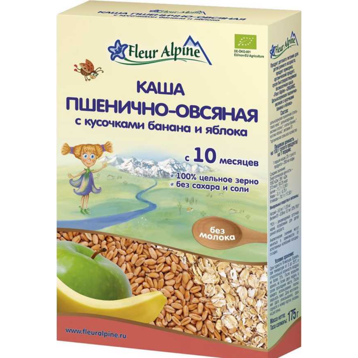 Каша Fleur Alpine органик пшенично-овсяная с кусочками банана и яблоко 10 месяцев 175 г