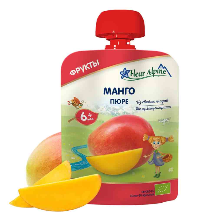 Пюре Fleur Alpine Органик Манго, с 6 месяцев, 90 г