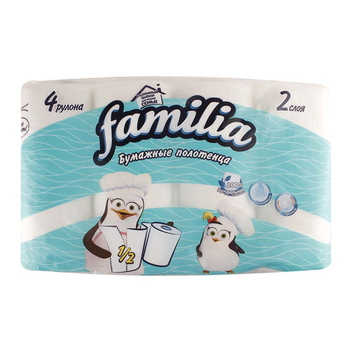 Полотенце Familia 2 слоя 4 рулона