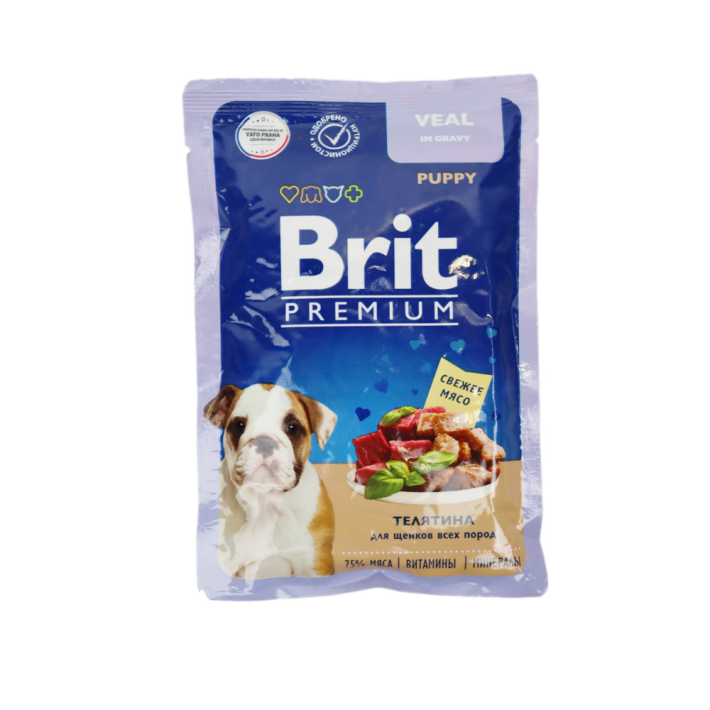 BRIT PREMIUM ПАУЧ Д ЩЕНКОВ ВСЕХ ПОРОД ТЕЛЯТ В СОУСЕ 85Г