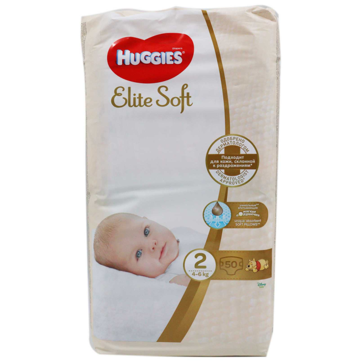 Подгузники Huggies elite soft для новорожденных №2 50 шт
