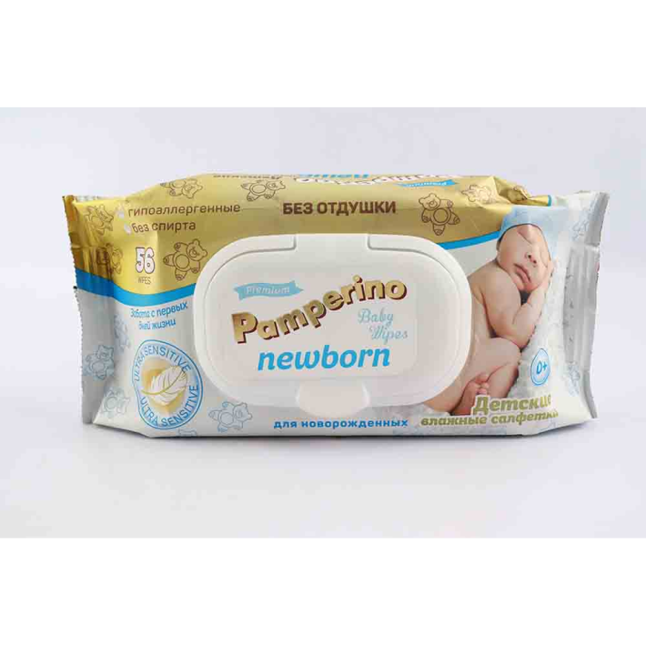 ВЛАЖНЫЕ САЛФЕТКИ ДЕТС PAMPERINO NEWBORN Б/ОТДУШКИ 56ШТ 30364