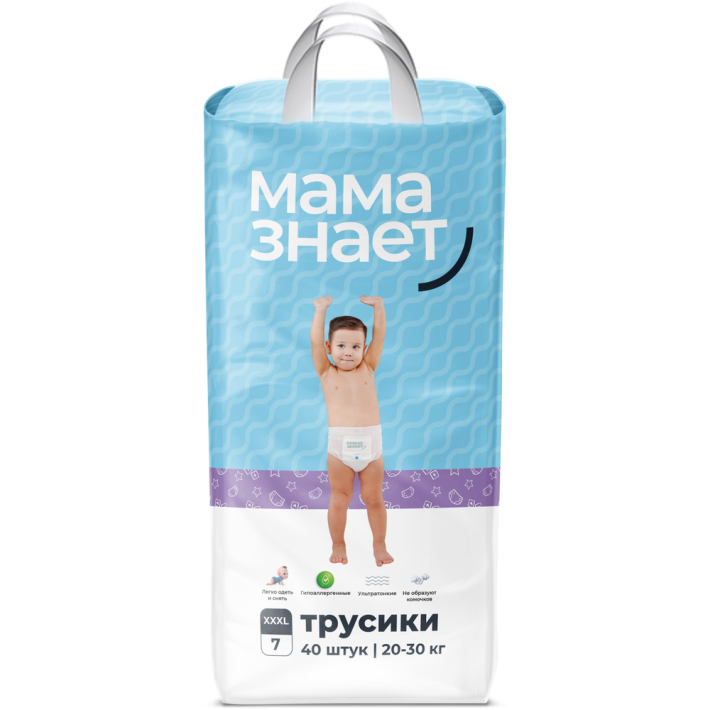 МАМА ЗНАЕТ ТРУСИКИ XXXL7 40ШТ 20-30КГ