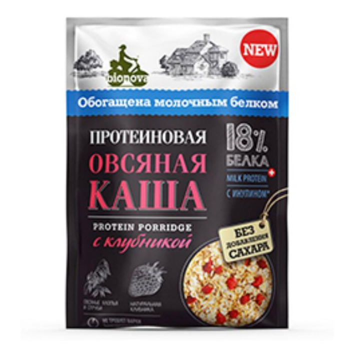 Протеиновая овсянная каша Bionova с клубникой 40 г
