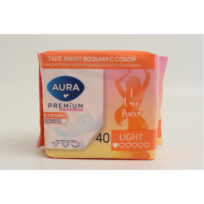 ПРОКЛАДКИ ЕЖЕДНЕВНЫЕ AURA PREMIUM MULTIFORM LIGHT 40ШТ