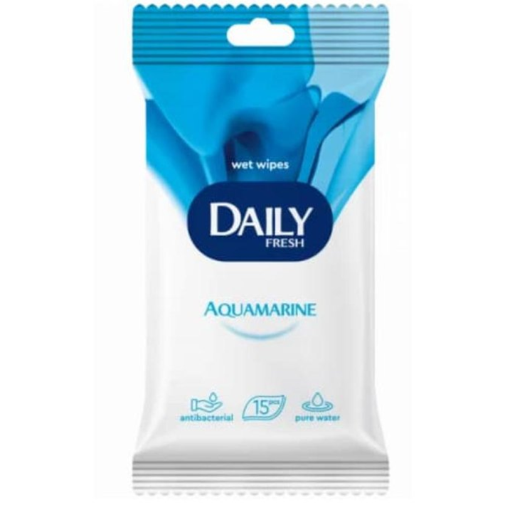 САЛФЕТКИ ВЛАЖНЫЕ DAILY FRESH AQUAMARINE 15ШТ