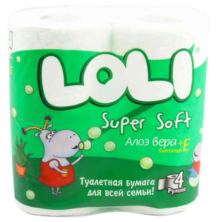 Бумага туалетная Loli super soft алоэ вера витамин е аромат 4 шт