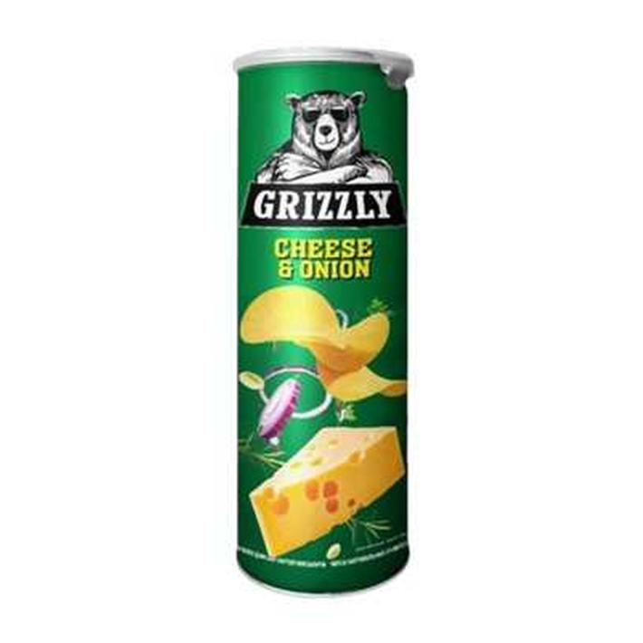 ЧИПСЫ КАРТОФЕЛЬНЫЕ GRIZZLY СЫР/ЛУК В ТУБУСЕ 130ГР