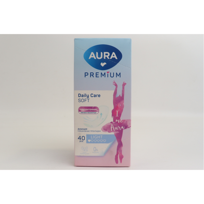 ПРОКЛАДКИ ЕЖЕДНЕВНЫЕ ЖЕНСКИЕ AURA PREMIUM LIGHT 40ШТ