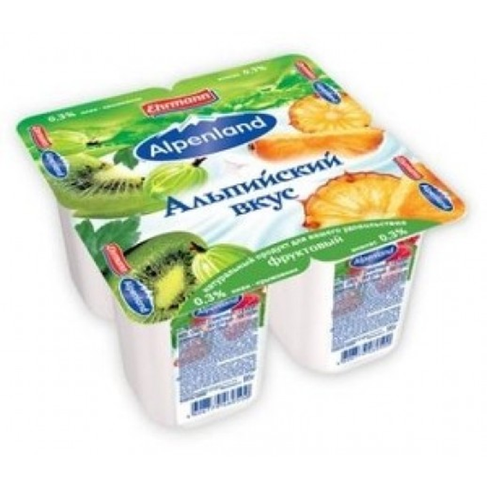 Йогурт Альпенленд 0,3% киви, крыжовник ананас 95 г