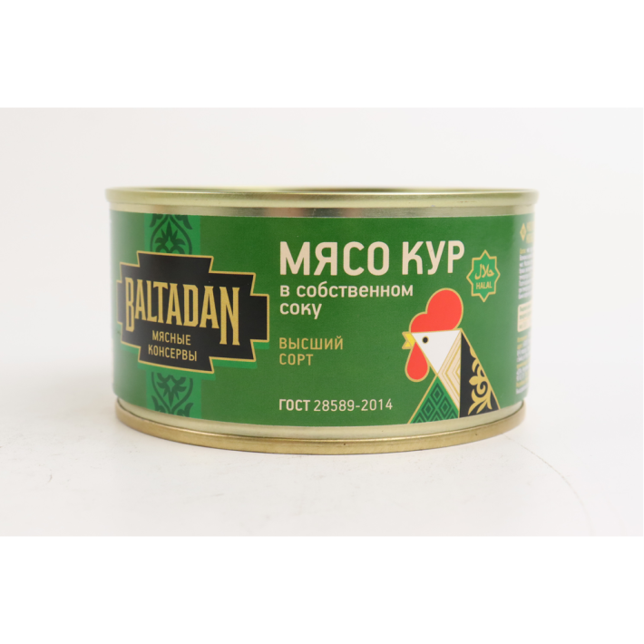 МЯСО КУР В СОБСТВЕННОМ СОКУ ГОСТ BALTADAN РРК-СИБИРЬ 325ГР Ж/Б