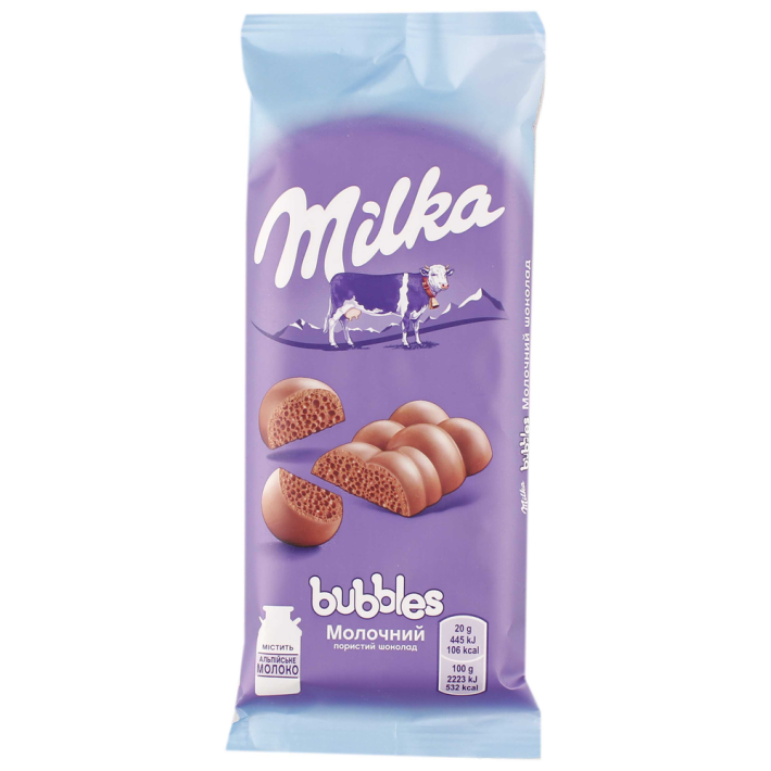 Милка Bubbles молочный пористый шоколад 80г