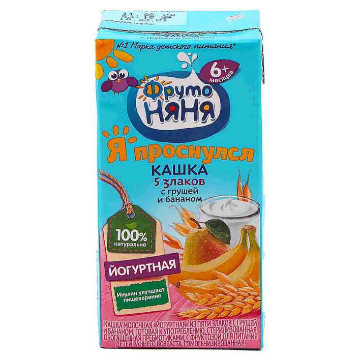 Кашка Фруто няня молочная йогуртная 5 злаков груша и банан 0,2 л