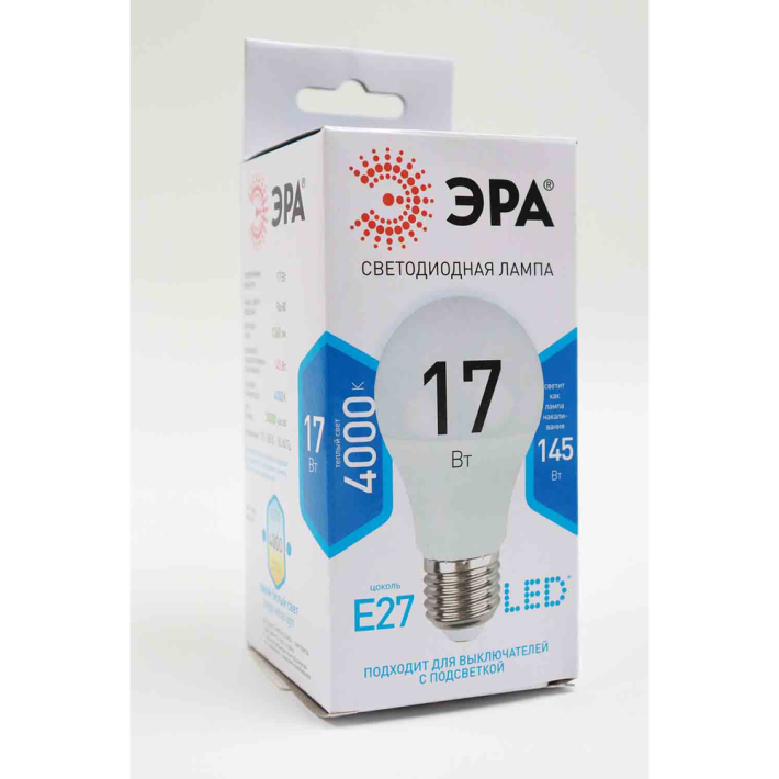 ЛАМПА СВЕТОДИОДНАЯ ЭРА LED A60-17W-840-E27