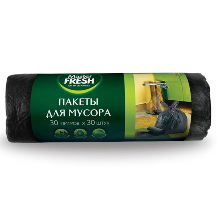 ПАКЕТЫ ДЛЯ МУСОРА 30Л 30ШТ ЧЕРНЫЕ MASTER FRESH