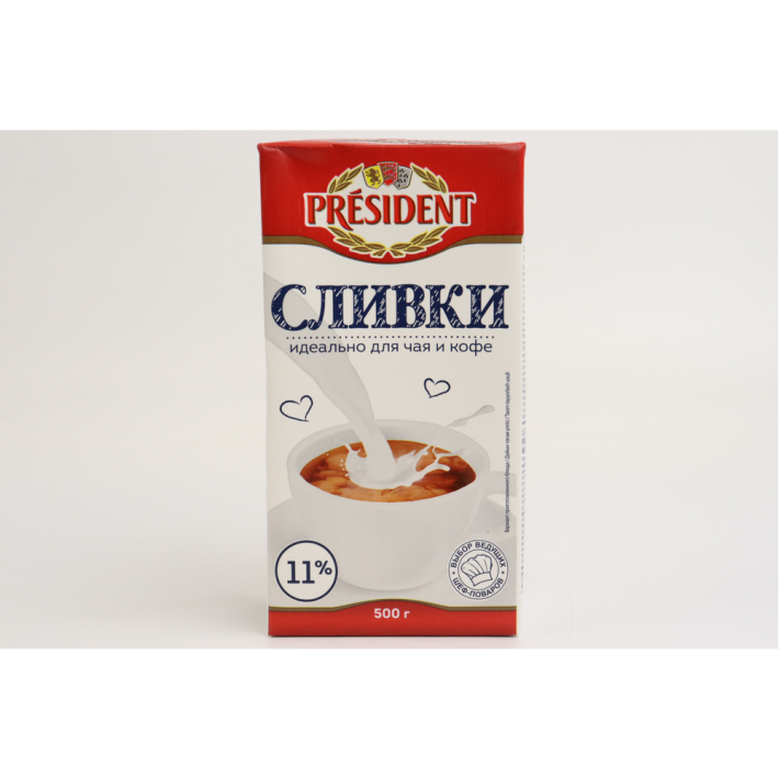СЛИВКИ PRESIDENT 11% 500ГР Т/П