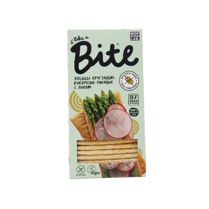 Хлебцы кукурузно-рисовые Bite  хрустящие с луком 150 г