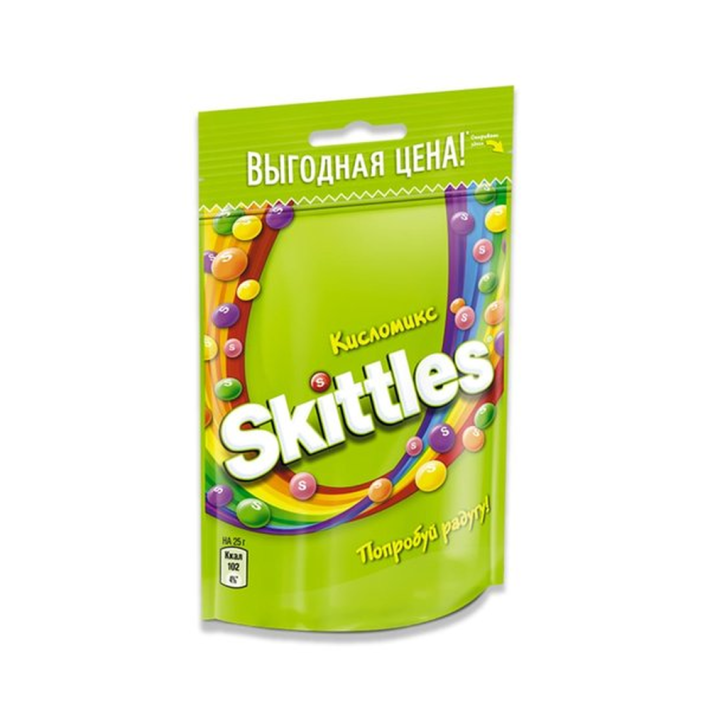 SKITTLES POUCH ЖЕВАТ. КОНФЕТЫ В ГЛАЗУРИ КИСЛОМИКС МАРС 70ГР