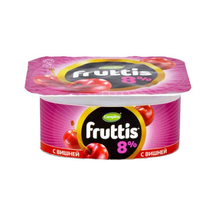 Йогурт Fruttis 8% вишня, персик-маракуйя 115 г