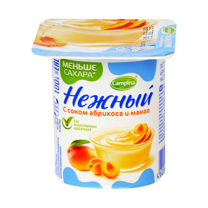 Йогурт Campina Нежный 1,2% абрикос, манго 100 г