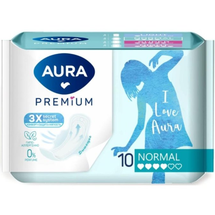 ПРОКЛАДКИ ЖЕНСКИЕ AURA PREMIUM ГИГИЕНИЧЕСКИЕ NORMAL 10ШТ