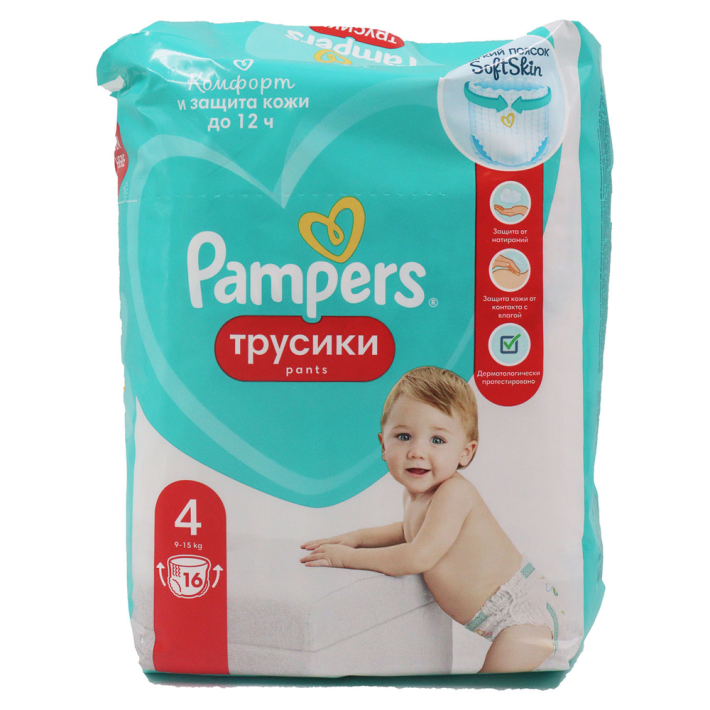Подгузники-трусики Pampers maxi 16 шт 4-9 кг