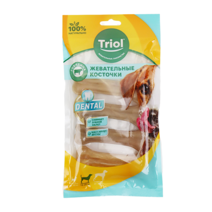 КОСТОЧКИ ЖЕВАТЕЛЬНЫЕ, 10СМ УП.4ШТ DENTAL TRIOL
