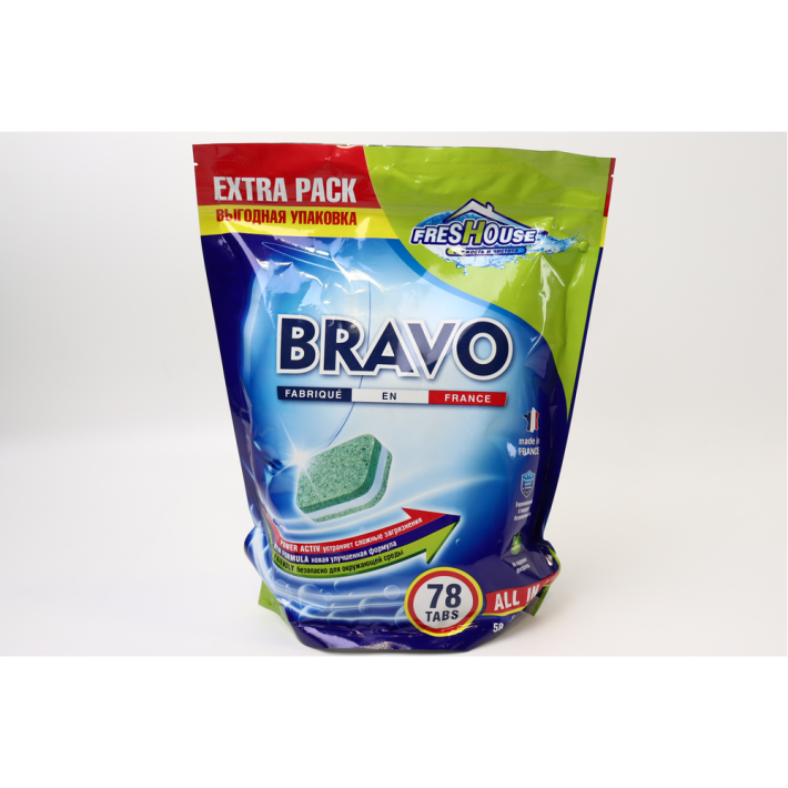 ТАБЛЕТКИ Д/ПОСУД МАШИН FRESHOUSE BRAVO 78ШТ/УП