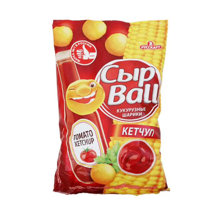 КУКУРУЗНЫЕ СНЕКИ СЫРBALL СО ВКУСОМ КЕТЧУП 140Г