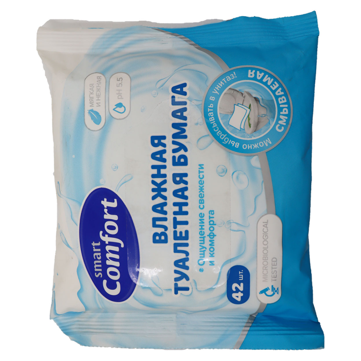ТУАЛЕТНАЯ БУМАГА COMFORT SMART ВЛАЖНАЯ 42ШТ 72051