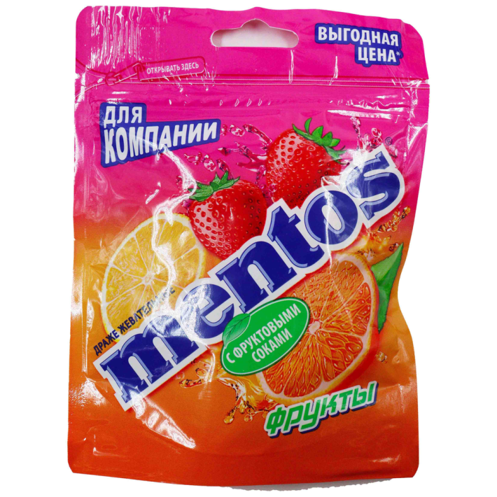 ЖЕВАТЕЛЬНЫЕ ДРАЖЕ MENTOS ФРУКТЫ 95ГР