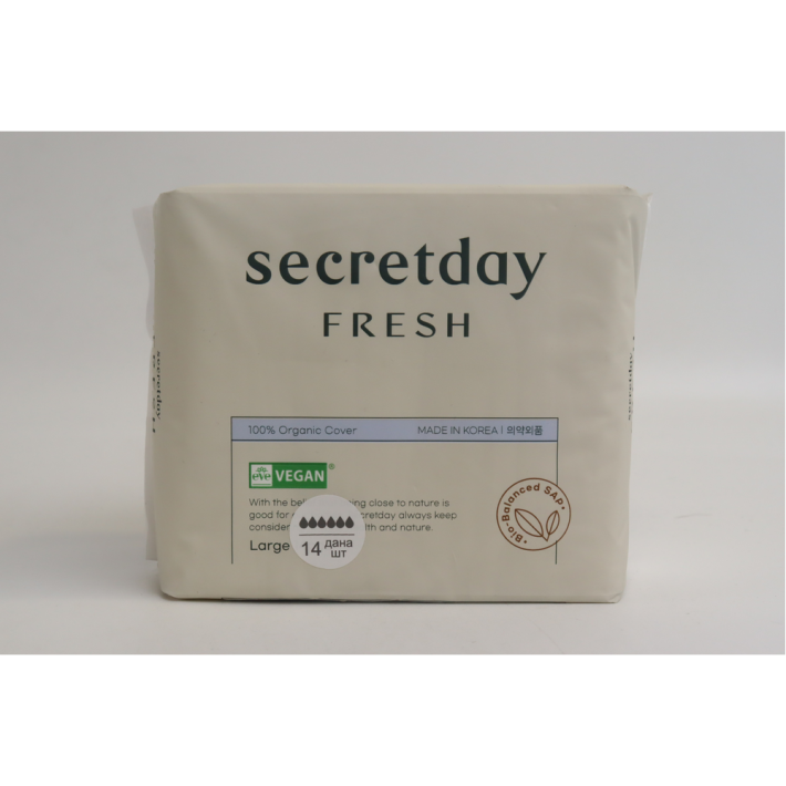 ПРОКЛАДКИ SECRETDAY ЖЕНСКИЕ ГИГИЕНИЧЕСК FRESH LARGE 14ШТ 12ГР