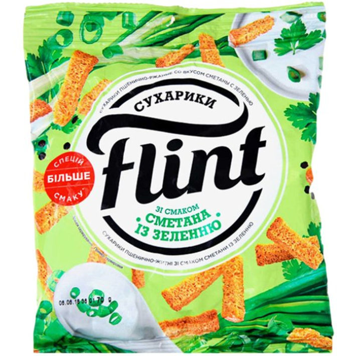 СУХАРИКИ FLINT ВКУС СМЕТАНА С ЗЕЛЕНЬЮ 100ГР