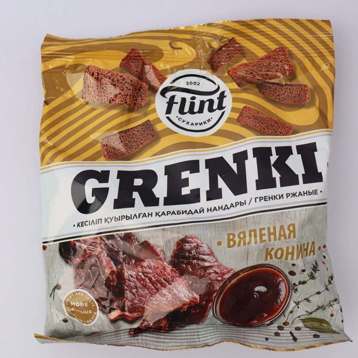 ГРЕНКИ FLINT РЖАНЫЕ ВКУС ВЯЛЕНАЯ КОНИНА 100ГР