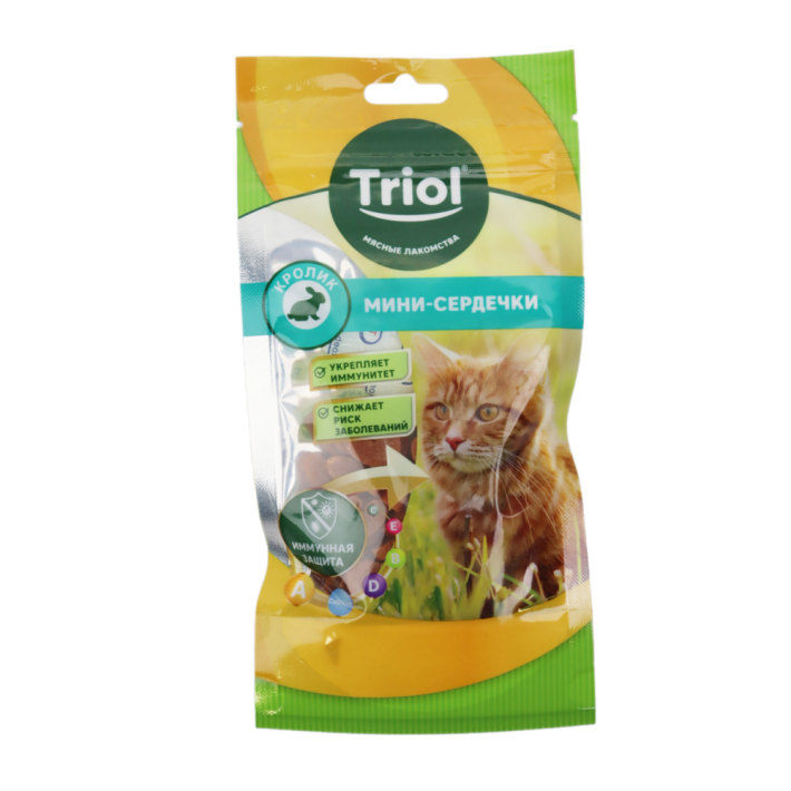 ЛАКОМСТВО ДЛЯ КОШЕК МИНИ СЕРДЕЧКИ ИЗ КРОЛИКА 40Г TRIOL